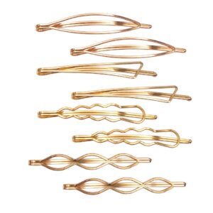 Hair Pins Set Geometric Hair Clips Metal Hairpin Minimalist Hair Styling Jewelry Hair Clamps Accessories Barrettes Gold Bobby Pin for Girl Women (8 Pieces,Style 7)