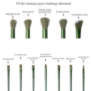Makeup Brushes,Makeup Brushes Set,13 PCS Make Up Brushes for Foundation Eyebrow Concealer Eye Shadows Powder,Makeup Brush Kits for Travel and Daily Makeup Use (Green)