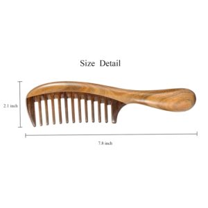 Hair Comb Wooden Wide Tooth Combs for Curly Hair Detangling Sandalwood