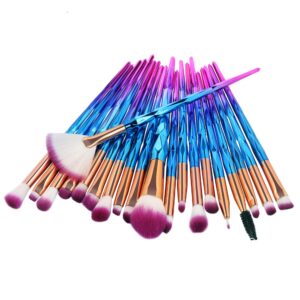 Pack of 20pcs Cosmetic Eye Shadow Sponge Eyeliner Eyebrow Lip Nose Foundation Powder Makeup Brushes Sets (purple)