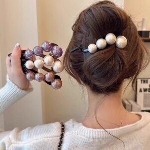 Set 4pcs Elegant Pearls Twist Hair Clip For Women Long Hair, Holder Hairpin Barrette Sweet Hair Ornament Headband Fashion Hair Accessories