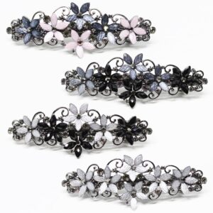 Elegant Sparkly Glitter Rhinestones Flowers Hairpins - Vintage French Style Hair Barrettes, Clips and Accessoires for Women