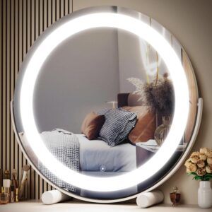 12" Round Vanity Mirror, LED Lights, Smart Touch 360??Rotation, Dimmable White
