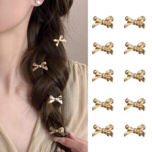 Small Hair Clips Silver Bow Knot Hair Clip for Women Bow Hair Clips Hairpins Small Hairpins Cute Hair Clips for Hair Gold Bow Hair Clips Mini Hair Clips Cute Bow Clips Fashion Hair Accessories 10PCS