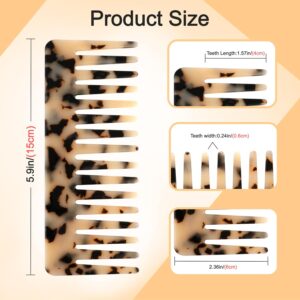 Hair Detangling Comb, 2 Pack Large Cellulose Acetate Wide Tooth Comb for Wet and Dry, Women's Thick Curly Wavy Hair (Tortoise Shell, Ivory)