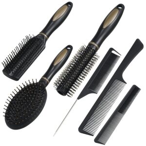 6 Pieces Detangling Styling Comb Set for Women and Men - For Straight, Curly, and All Hair Types