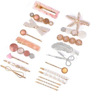 20 Pieces Pearl Hair Clips Set, Hair Barrettes Acrylic Resin Sweet Decorative Bobby Pins Hairpin Headwear Hair Accessories Headwear for Women and Girls??