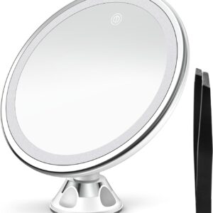 30X Magnifying Makeup Mirror with 3 Level LED Lights, 360?? Rotation, Strong Suction, Portable Travel-Friendly Design, Perfect for Precision Grooming and Flawless Makeup Application
