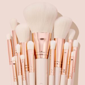 Ultimate Brush Roll Face & Eye Brush Set - Face & Eye Makeup Brush Set - Made with Luxe Synthetic Vegan Bristles - Includes Faux-Leather Case (14 Count)