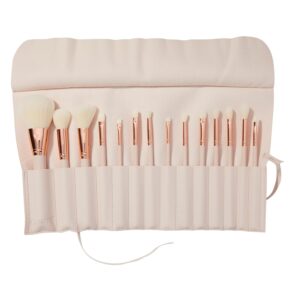 Ultimate Brush Roll Face & Eye Brush Set - Face & Eye Makeup Brush Set - Made with Luxe Synthetic Vegan Bristles - Includes Faux-Leather Case (14 Count)