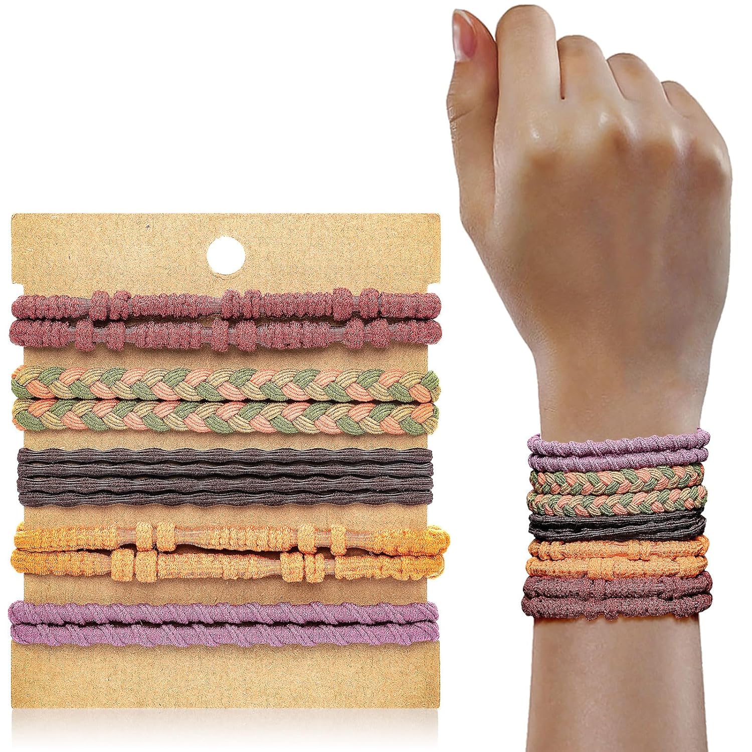Hair Tie Bracelet, 10Pcs Boho Hair Ties For Girls and Women, Elastic Hair Ties, Hair Bands For Ponytails, Ponytail Holder For Daily Life, Sport, Cooking, Working